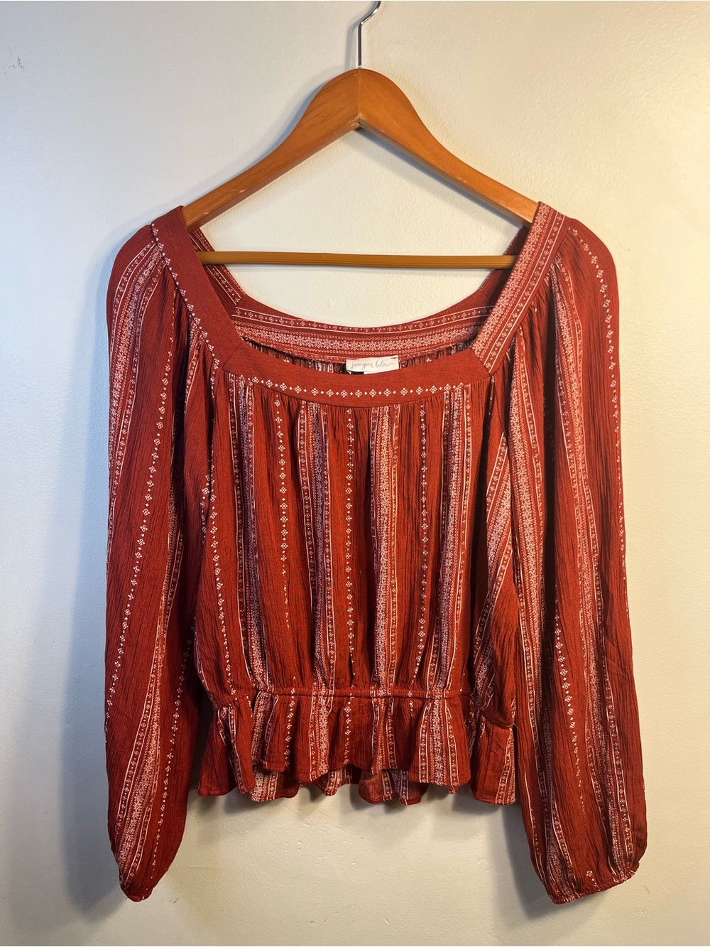 Boho Peasant Blouse Terra Cotta Size Medium by Juniper Blu